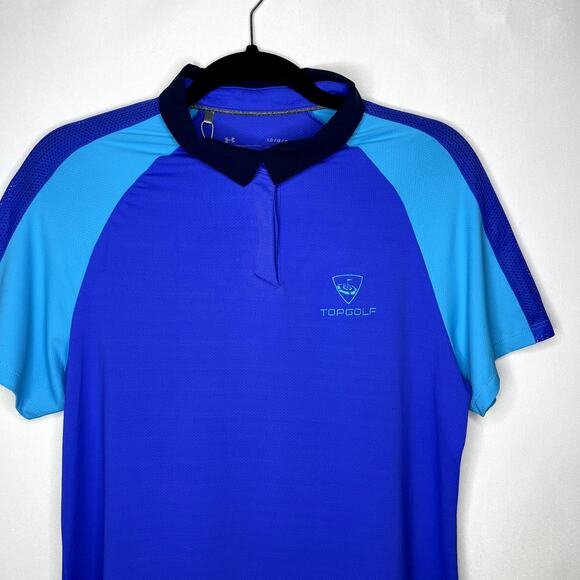 NWOT TopGolf Ladies Under Armour HeatGear Collared Shirt Blue Size Large - Picture 2 of 12